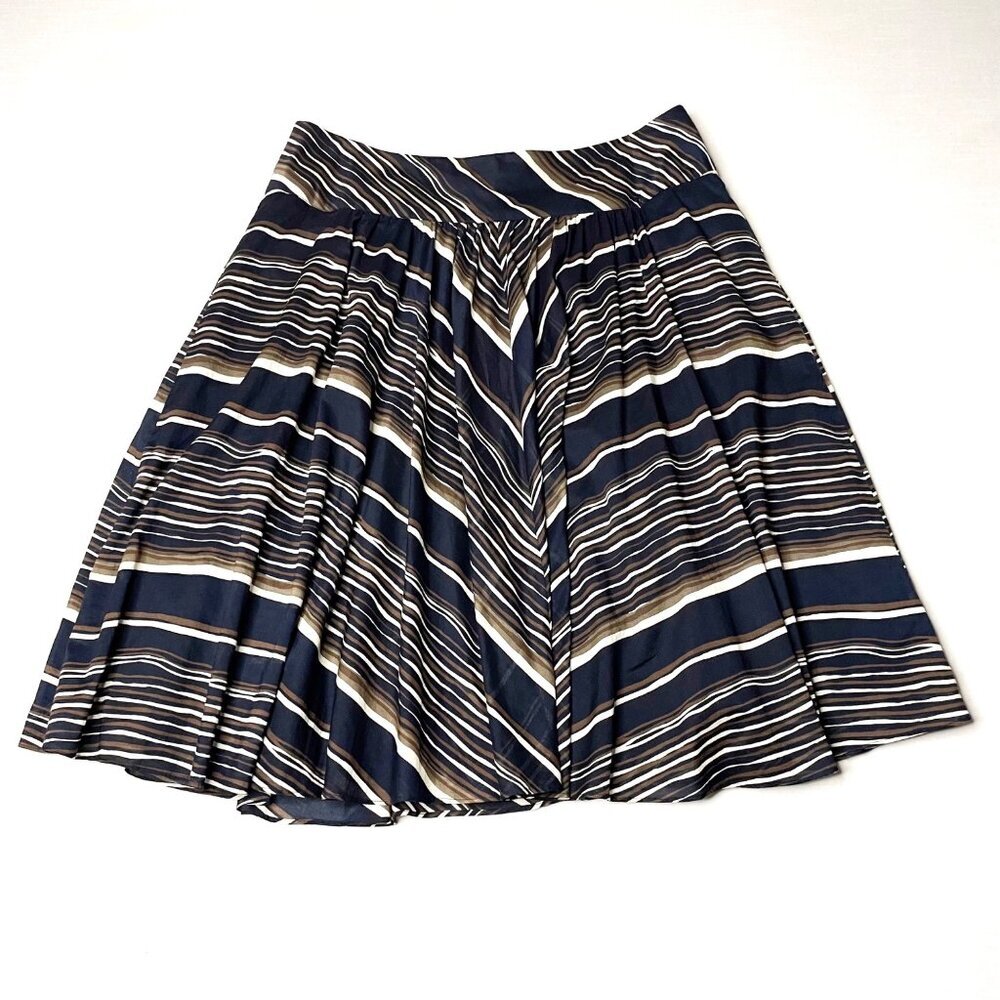 Talbots Flare Short Skirt Women’s Size 14 Brown Black Stripes Lined Lightweight